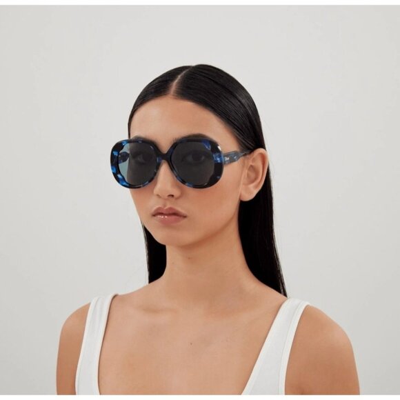 NEW  CHLOE SUNGLASSES HAVANA BLUE WOMEN EYEWEAR CHLOE CH0195SK 003 - Picture 1 of 5